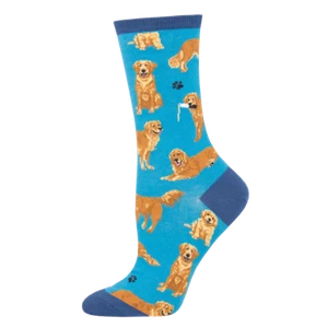 SockSmith Ladies Golden Retriever Blue Crew Sock WNC1878-BLU - Picture 1 of 1