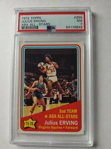 1972 TOPPS BASKETBALL JULIUS ERVING ABA ALL-STARS #255 HOFer PSA 7 "NICE" 🏀 🏀