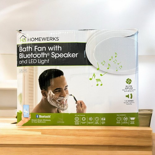 HomeWerks 80 CFM Bath Exhaust Fan With Bluetooth Speaker & LED Light