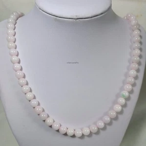 Collar de piedras preciosas de jadeíta rosa grado A certificado cuentas de 8 mm L55 cm  - Imagen 1 de 5