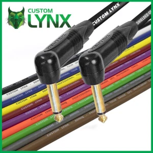 Custom Lynx SONIQ Neutrik Angled Guitar Cables. Gold Mono Jack Patch Lead. 1/4" - Picture 1 of 4