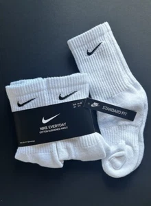 Nike Everyday White Cushioned Cotton Socks Small Junior Children Woman’s Kids - Picture 1 of 8