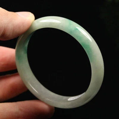 Brazalete Brazalete de Jadeíta Verde Blanco 54mm Birmania Jadeíta Pulsera A-13219 Foto 1 de 4