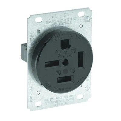 Leviton 8450 3-POLE, 4-WIRE GROUNDING POWER OUTLET FLUSH MOUNT 3 Phase 50A-250V - Image 1 of 2
