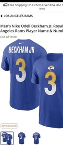 Men's Odell Beckham Jr. Blue Rams NFL T-Shirt - Picture 1 of 10