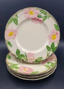 4 FRANCISCAN DESERT ROSE SALAD PLATES PINK FLOWERS VARIOUS STAMPS 8” - Picture 1 of 8