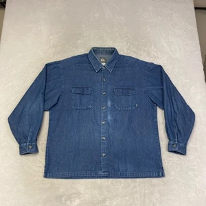 Quiksilver Mens Denim Shirt Long Sleeve Button Up M Medium Blue Cotton Casual - Picture 1 of 8