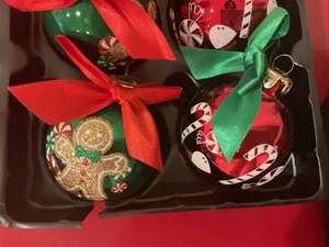 Christopher Radko Celebrations 4 handgefertigte Glas Ornamente Set grün rot Neu im Karton - Bild 1 von 9