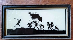 Art Nouveau Silhouette Diefenbach Framed Print 7 X 3" Orig. Wood Frame #778 - Picture 1 of 14