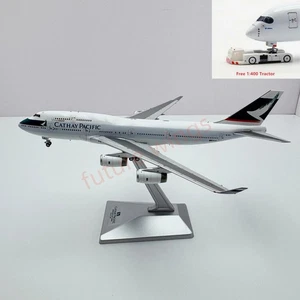 1:400 YY Wings Cathay Pacific B747-400 B-HUJ Aircraft Model Free Tractor+Stand - Picture 1 of 15