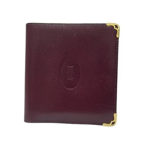 Auth Cartier Must Line - Bordeaux Gold Leather Hardware Bill Holder - Bild 1 von 5