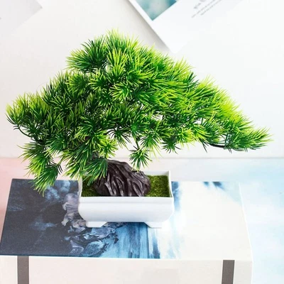 Fake Artificial Pot Plant Bonsai Pine Tree Home Decoration Green 24cm Height - Image 1 of 4