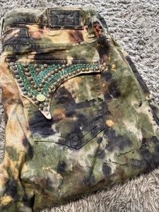 Robin’s Jeans Long Flap Pocket Men’s Denim 38 SF5696 Green Camo - Picture 1 of 14