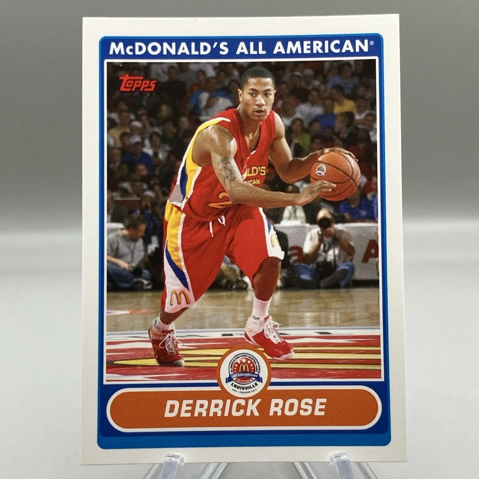 Tarjeta de novato Derrick Rose Topps McDonald’s All American 2007 #DR RC Foto 1 de 3