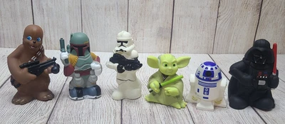 Lucas Film Disney Star Wars Vinilo Baño Agua Juguetes Lote de 6 Yoda Masticables 4.5" 2008 Foto 1 de 4