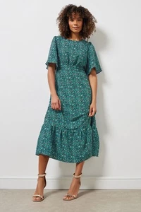 M&Co Womens Ditsy Floral Print Short Sleeve Midi Dress - Picture 1 of 8