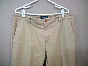IZOD Slim Fit Hose Herren 36x32 Khaki Baumwollmischung Flache Vorderseite Casual Chino - Bild 1 von 7