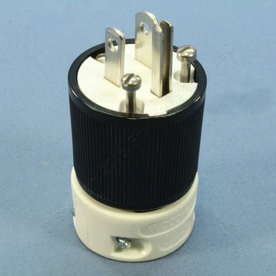 Woodhead Straight Blade Hospital Grade Plug 15A 125V NEMA 5-15P 2P3W 85266 - Image 1 of 4