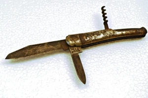 Vintage GARANTIE STAHL German folding tool with corkscrew D.R.P. marked Opner Bo - Foto 1 di 14