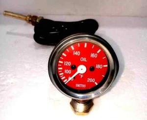 Smith Red face Chrome Oil Temp Bezel 52 mm 200 Fahrenheit - Picture 1 of 4