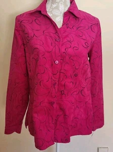 Sag Harbor Shirt Blouse Ladies Floral Embroidered Pink Size Medium New with Tag - Picture 1 of 8