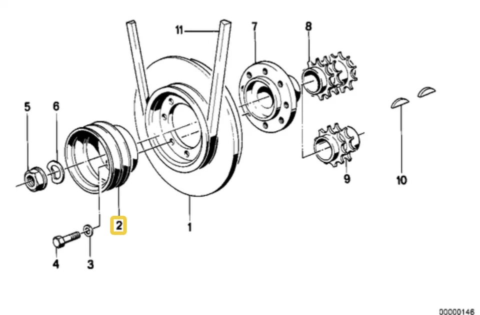 Pulley 124mm for BMW E-12 E-23 E-24 E-28 - Image 1 of 1