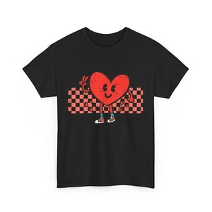 Valentines Day Heart Peace Hand Retro Groovy Men Women Kids T-Shirt - Picture 1 of 32