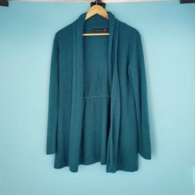 Cárdigan turquesa manga larga frente abierto talla pequeña Allison Brittney para mujer Foto 1 de 4