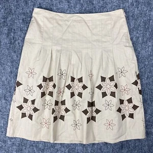 LOFT Skirt Womens 8 Beige Pleated Lightweight Lined Cottagecore Casual Hippie - Picture 1 of 11