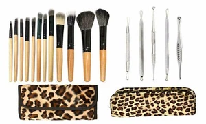 Leopard Design Make-up Pinsel Set und Mitesser Entferner Werkzeuge - Bild 1 von 3