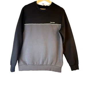 Calvin Klein Men's Soft Touch Fleece Crew Neck Sweater Black/Gray Sz M - Picture 1 of 11
