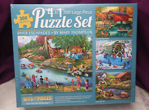Bits and Pieces 4 in 1 Puzzle River Escapades 1200 Pieces Total  NEW SEALED