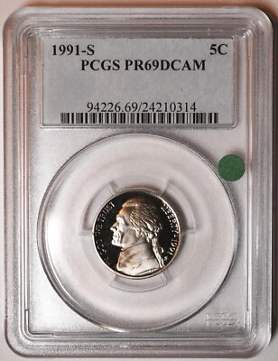 1991 S PCGS PF69 DECAM Jefferson Nickel Nice Clean Nickel! - Image 1 of 4
