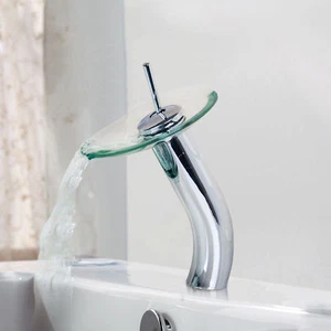 FA Chrome Bathroom Waterfall Glass Basin Mixer Single Lever/Handle Faucet Taps - Bild 1 von 8