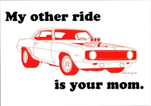 Postcard My Other Ride is Your Mom Car Adult Humor Naughty David and Goliath Tee - Picture 1 of 2