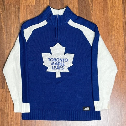 Toronto Maple Leafs Quarter Zip Knit Sweater Hockey Jersey Mens Adult Small Cover
