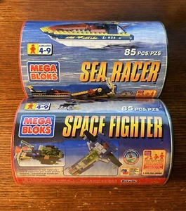 Lot Of (2) 1997 Mega Bloks Blocks 9252 Sea Racer And 9254 Space Fighter Sealed - Picture 1 of 2