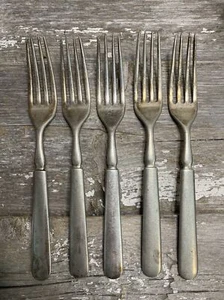 Set Of 5 Dinner Forks Holmes & Edwards 12 Silverware 5 Pieces Silver? - Picture 1 of 6