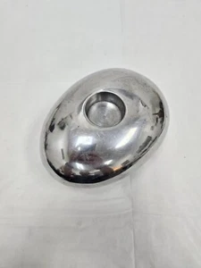 Vintage Chrome Egg Shaped Mid Century Modern Modernist VOTIVE CANDLE HOLDER - Picture 1 of 11