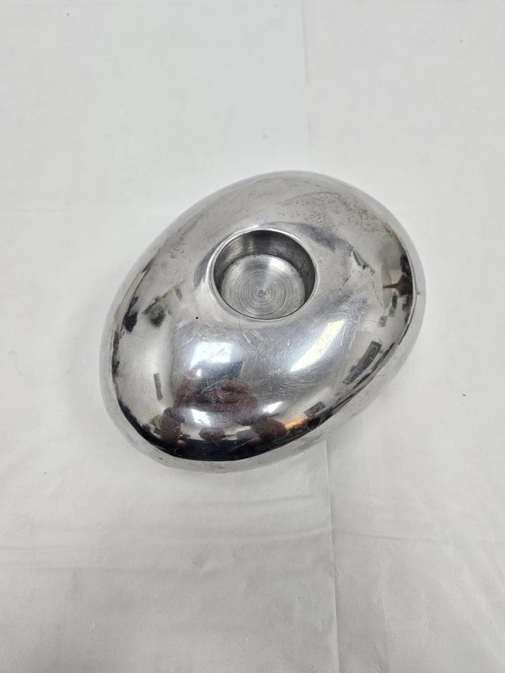 CANDELABRO VOTIVO MODERNISTA MODERNO MEDIADOS DE SIGLO cromado vintage en forma de huevo  Foto 1 de 4