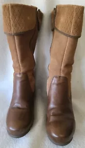 Merrell Dark Earth Smooth Zip Up Wedge Heel Boot Womens Size 7 J48704 Brown. J - Picture 1 of 8