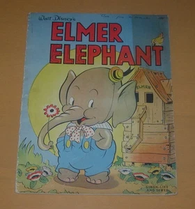WALT DISNEY'S ELMER ELEPHANT WHITMAN LINEN LIKE BOOK 1938 - Picture 1 of 5