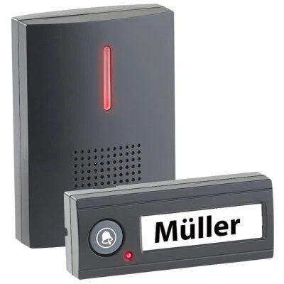 Funk-Türklingel, Licht- & Ton-Signal, 100 m Reichweite, IPX4, schwarz - Bild 1 von 4