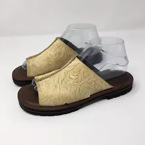 Cole Haan Damen-Pantoletten offene Zehenpartie beige niedriger Absatz Slipper Leder 7AA - Bild 1 von 7