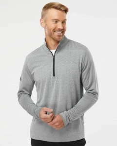 Adidas Heather Block Print Quarter-Zip Pullover A522 S-4XL - Picture 1 of 4