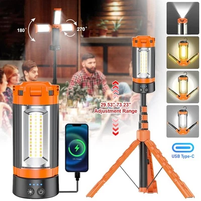 USB Charging LED Work Light Camping Tent Lamp Magnet 9000mAh Yellow/White Light - Image 1 of 4