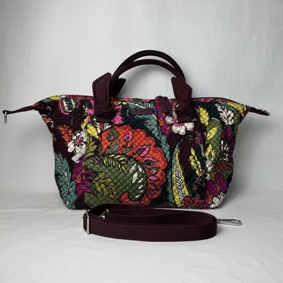 Bolso de Hombro Vera Bradley Hadley Bolso de Hombro Acolchado Paisley Floral Púrpura Verde Foto 1 de 4