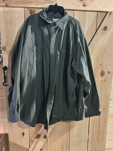 Carhartt Mens Green Canvas Flannel Lined Shirt Jacket 3XL Tall Shacket - Picture 1 of 6