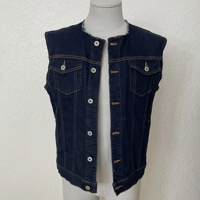 Topman Denim Chaleco XL Azul Crudo Corte Sin Mangas Jean Chaqueta Y2K Indie Grunge Foto 1 de 4
