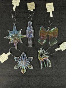 5pk Target Bullseye Christmas Iridescent Ornament Nutcracker Deer Bow Snowflake - Picture 1 of 6